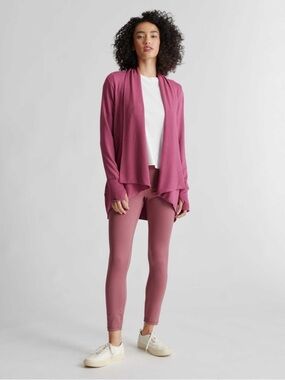 Quince Modal French Terry Cardigan Rose Pink Thumbhole Size Medium